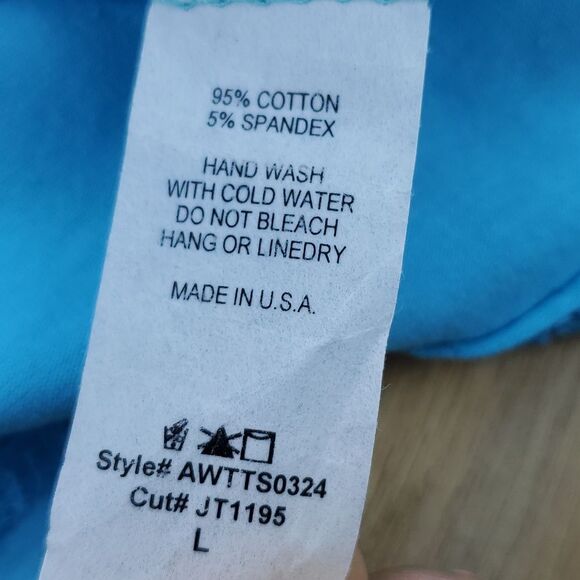 🔹️🔺️Blue Scoop Neck Stretchy Elbow Sleeve Top Large - Picture 11 of 11